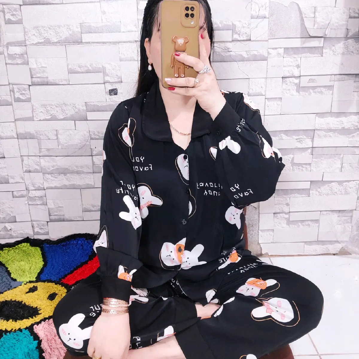 (45_75kg) Pijama Mặc Nhà Cho Nữ Nhiều Họa Tiết Xinh , Chất Mềm Mịn , Áo Ngủ Quần Ngủ Voi Women
