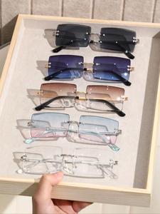 Lentes cuadrados de moda unisex (5 pares), anteojos multicolores simples vintage para actividades al aire libre