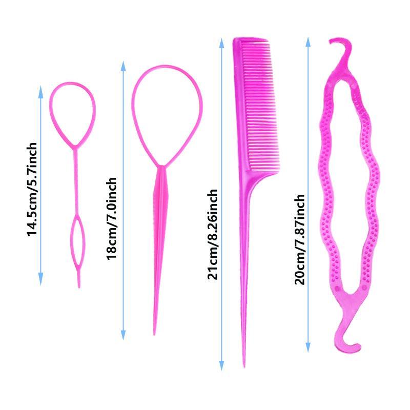 4pcs Hair Braiding Tool Set, Plastic Hair Twisters, Creative Heatless Hair Styling Tools 5