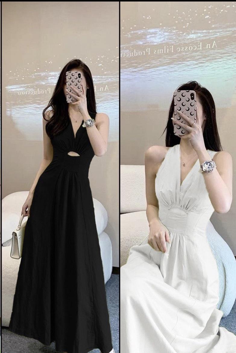 Product Introduction of Đầm maxi cổ V dáng dài chất vải mịn đẹp Nữ Women Dress Voan Váy Trắng 3