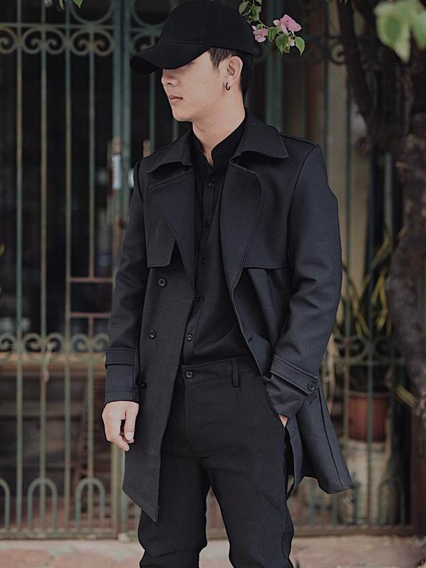 Áo Khoác Măng Tô Đen , Vải Dày Dặn Kaki Menswear Nam