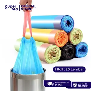 Kantong Plastik Sampah Roll + Tali isi 20PCS Kantong Sampah Plastik Gulung dengan Tali Praktis Minimalis