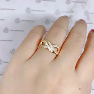 Cincin Titanium Wanita Emas Permata Silang Aksesoris Perhiasan Fashion Rings Elegan Dewasa Anti Karat Anti Luntur Best Jewerly