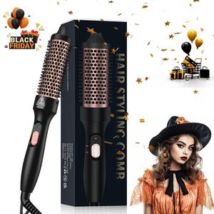 Thermal Brush Hair Curler Tools, Dual Voltage Hair Curling Iron, Uk Plug Electric Heated Round Brush, Hair Tools for Beach Waves Styling, Comfort Hair Styling Wand, Holiday Essentials, Winter & New Year Gift, Christmas Gift