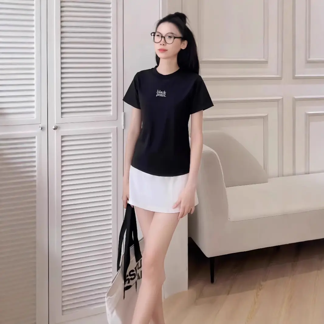 Áo Thun Ngắn Tay Thêu Chữ, Dành Cho Nữ, Dáng Ôm, Cổ Tròn, Hàng Mới Về Mùa Hè 2025, Quần Áo Hàng Đầu Cho Nữ, Thời Trang Nữ | BigBuy360 - bigbuy360.vn