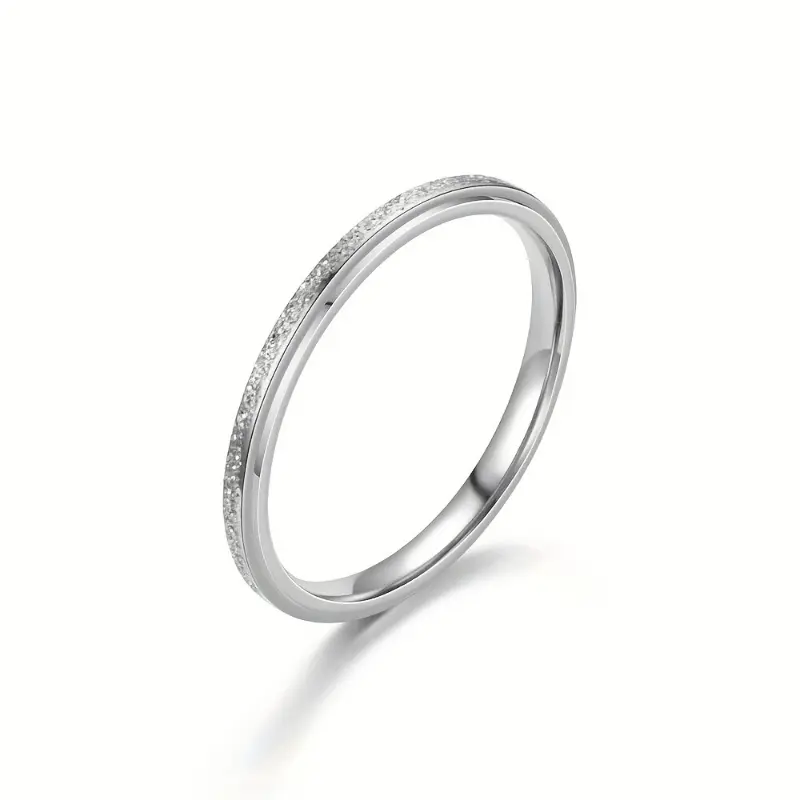 A Classic And Simple Personalized Ring For Women With A 2mm Wide Stainless Steel Band And Pearl Sand. 7