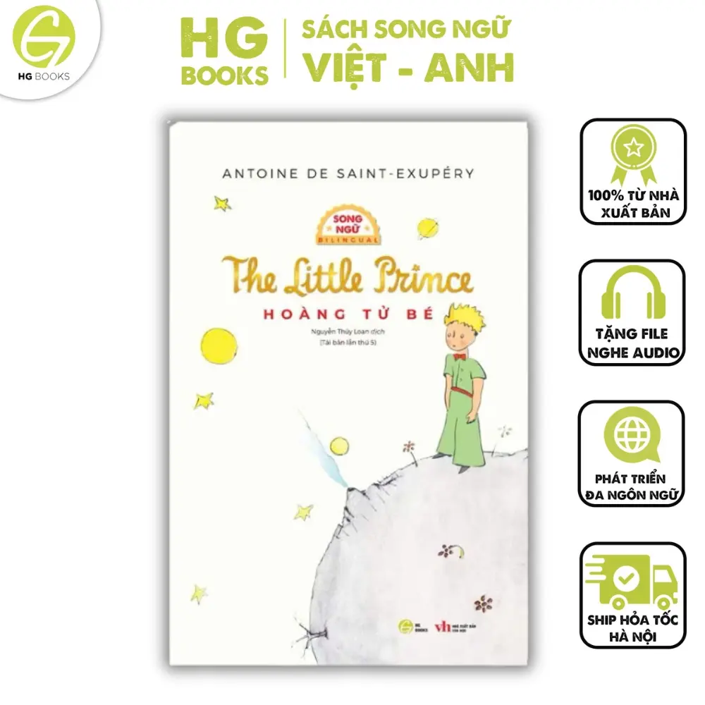 Sách Hoàng Tử Bé - The Little Prince - Phiên bản song ngữ Việt - Anh - Kèm File Nghe Và Note Từ Vựng