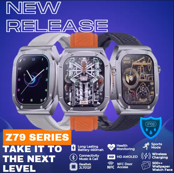 Smartwatches Z79 Max ULTRA HD AMOLED (49mm) Studiowatch SERIES Z IP68 SUPPORT ANDROID & IOS BLUETOOTH Jam Layar Chipset Grey Black Plastik Screen