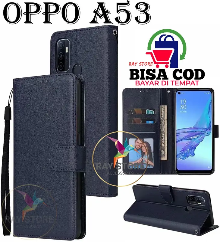 OPPO A53 FLIP LEATHER CASE PREMIUM-FLIP WALLET CASE KULIT UNTUK OPPO A53 - CASING DOMPET-FLIP COVER LEATHER-SARUNG BUKU HP TPU Kulit Sapi TPU Plastik Kulit Sapi Kulit Sapi TPU Plastik 5