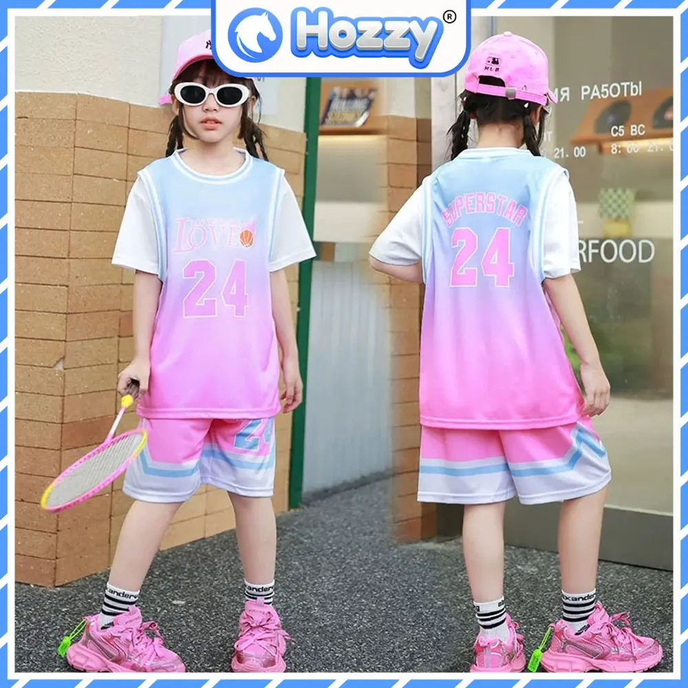 Bộ thể thao bóng rổ bé gái Hozzy size đại 20-55kg, hàng QC cao cấp chất thông hơi mềm mát