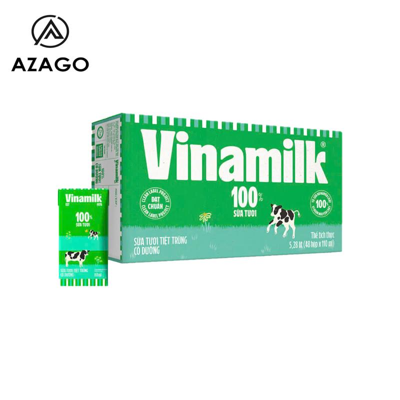 Thùng 48 hộp sữa tươi tiệt trùng Vinamilk có đường 110ml - Bách Hóa Azago