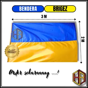 Bendera brigez biru kuning bahan peles grade A