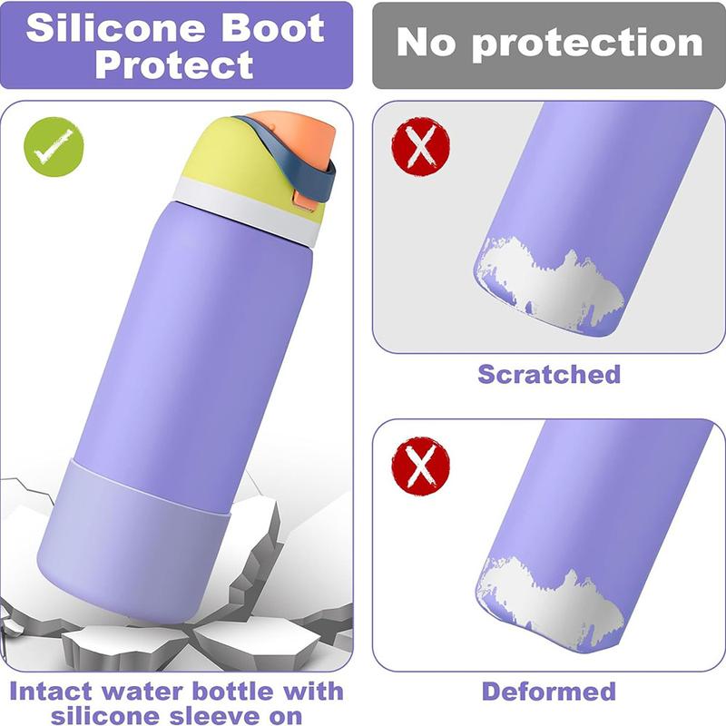 7.5cm & 9cm silicone water bottle boot for owala 24oz 40oz, anti-slip protective sleeve bottom bumper protector for freeshi, twist Cover Cup Drinkware Mug Tumbler Colorful 8