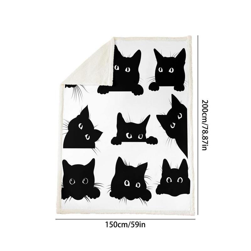 Black Cat Print Flannel Fleece Blanket for Children Girls, with Pet Cat Pattern & Animal Theme, Cuddly|#CuteBlankets #FlannelFleece #CatPrint #AnimalTheme 8