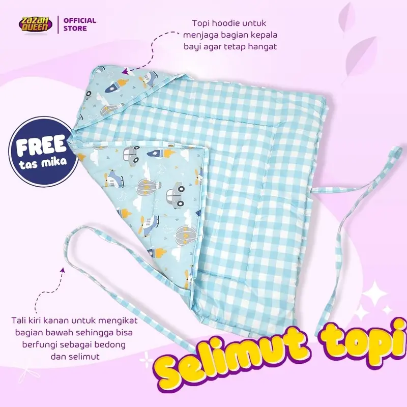 Selimut topi bayi baby blanket bonus tas mika kado lahiran terbaik 3