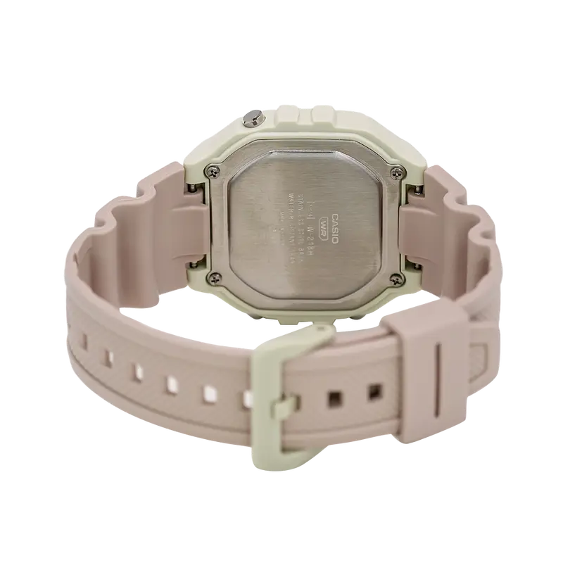 Jam Tangan Wanita Casio Pop W-218HC-4A2 Digital Quartz Watch Beige Dial Rubber Band Watches 3