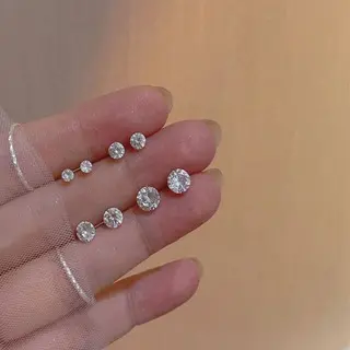 Khuyên tai,bông tai mạ bạc đá trắng đính đá zircon toàn diện cho nữ 0