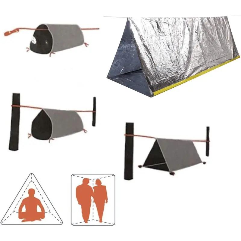 Emergency Survival Tent, Waterproof Polyester Film Warm Tube Tent, Suitable for Hiking Camping Outdoors 3