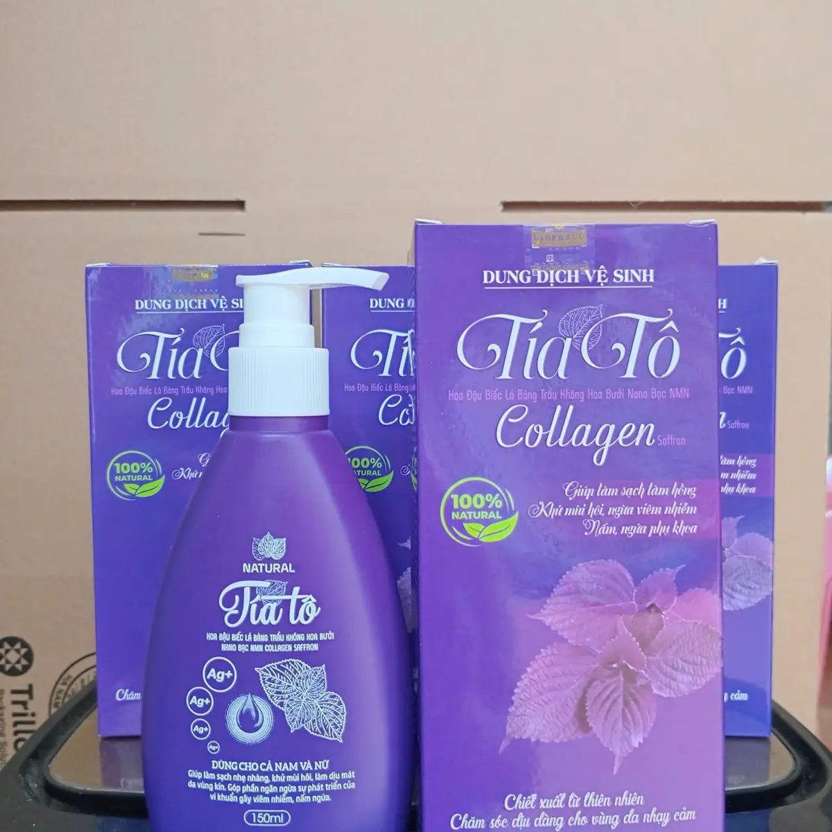combo 2chai (có vòi) dung dịch vệ sinh tía tô nano bạc 150ml Nữ