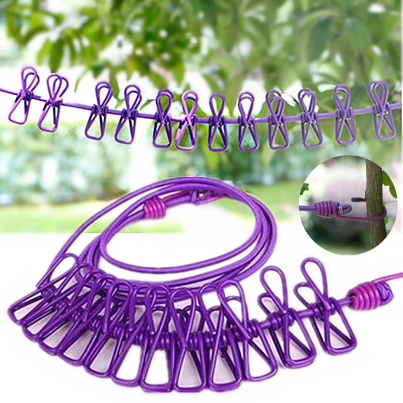 Product Introduction of Cuộn Dây Phơi Quần Áo 12 Kẹp Tránh Gió Bay Tiện Lợi - Dây Phơi Kẹp Sắt Có Móc Thông Minh, Treo Vớ Đồ Trẻ Em 18