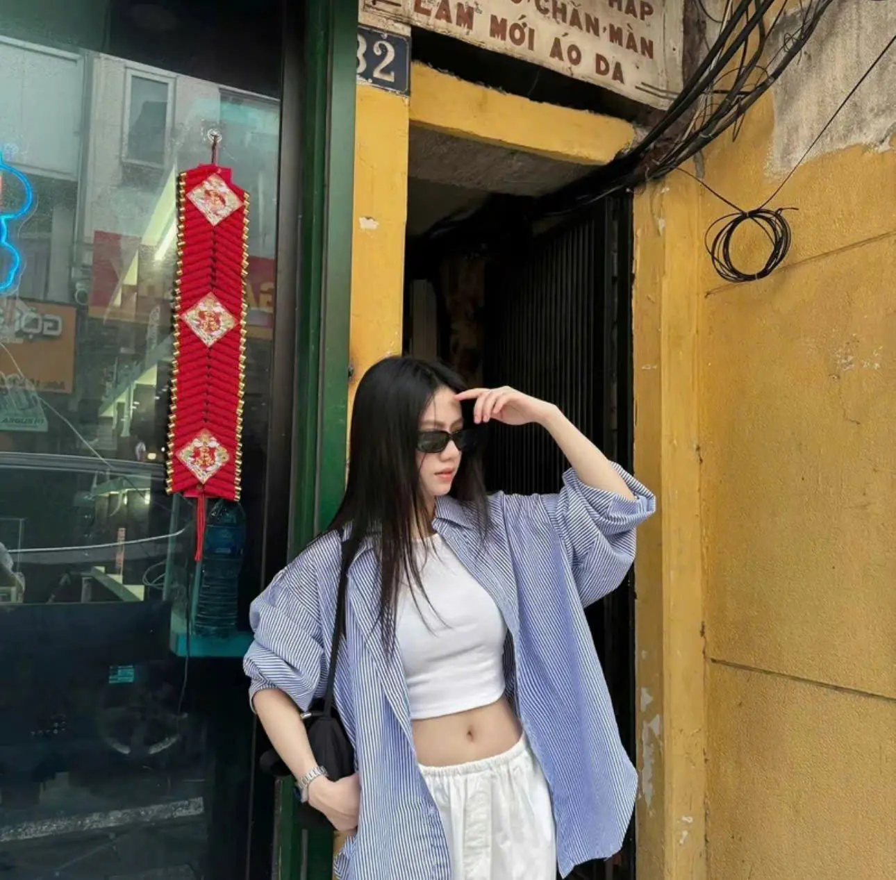 A10 - Áo sơ mi kẻ sọc tay dài Form rộng FO Nana Store