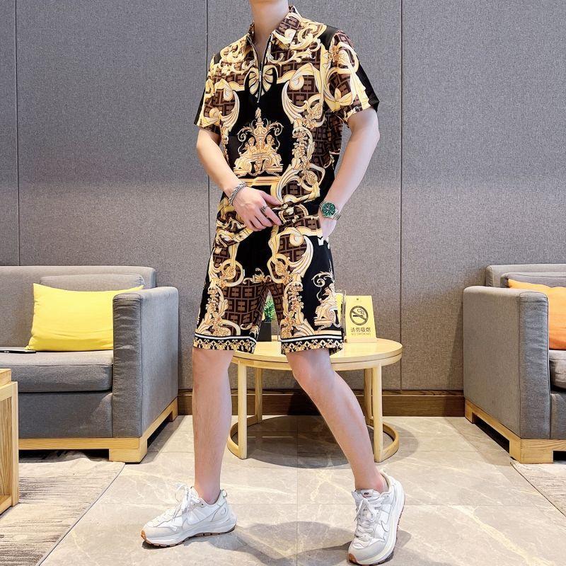 Bộ Đồ Thường Ngày Cho Nam, Thương Hiệu Hợp Xu Hướng Phong Cách Hàn Quốc, ngắn Tay Và Quần Đùi, Thích Hợp Cho Mùa Hè, Hai Mảnh, Phong Cách Thể Thao, Thời Trang, Hợp Xu hướng, Hợp Xu hướng, Phong Cách Mới 0