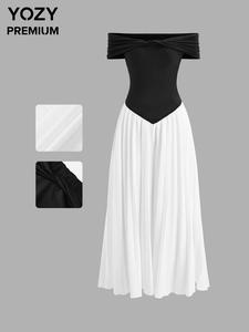 YOZY Women's Colorblock Dress, Casual Sleeveless Dress for Summer, Women's Clothing for Daily Wear