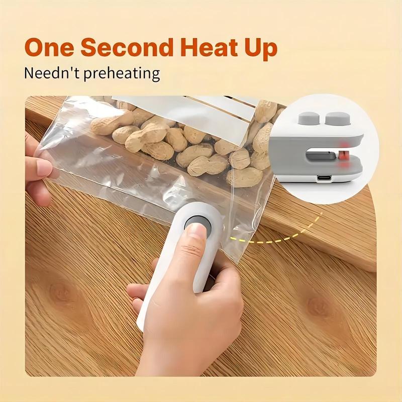 2 in 1 Mini Bag Sealer & Cutter, 1 Count Type-C Charging Portable Household Heat Sealer, Magnetic Mini Bag Sealer for Home Kitchen 5