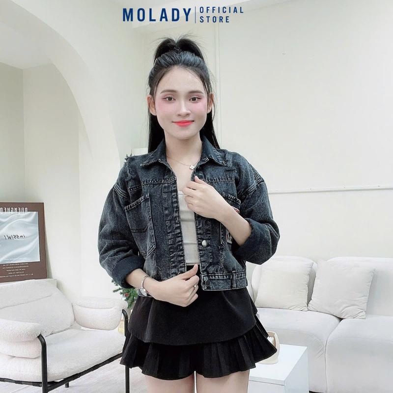 Áo Khoác Jean Nữ MOLADY K306 Thiết Kế Phong Cách Thời Trang Thêu Chữ Top Jacket Cotton 3