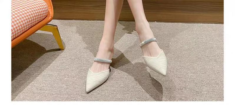 Product Introduction of Dép Bít Mũi Cho Nữ, Bộ Sưu Tập Xuân / Hè Mới 2024, Dây Đeo Đính Đá Giày Cao gót, Gót Nhọn, Thích Hợp Với Váy, Dép Tinh Tế Giày Nữ 5