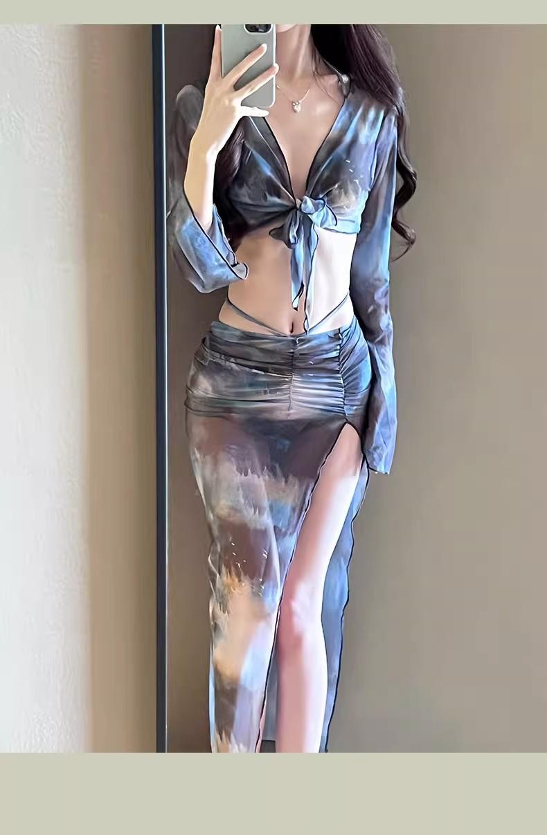 Product Introduction of Áo Tắm Kỳ Nghỉ, Phong Cách Pháp, Bộ Bikini Bốn Mảnh, Dáng Ôm, Váy Xẻ Tà, Hàng Mới Về Mùa Hè 2024 Sport Chạy Bộ 22