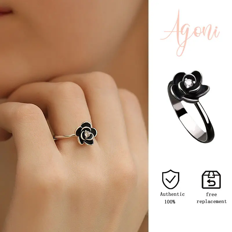 Cincin Bunga Mawar Berlapis Perak S925 Baru Kreatif Dengan Inlay