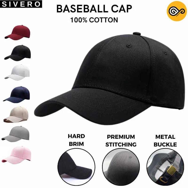 Baseball Adjustable Hat Women Lelaki Wanita Plain Solid Colour T Black Men Sivero Cap