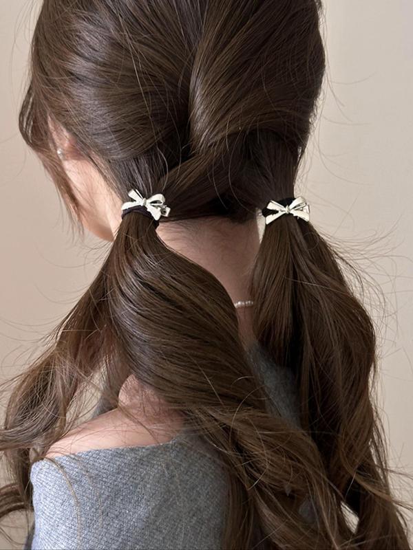 Cute Bow Decor Mini Hair Clip (4counts), Fashionable Hair Accessories for Women & Girls, Lovely Hairwear Barrettes for Daily Used 5