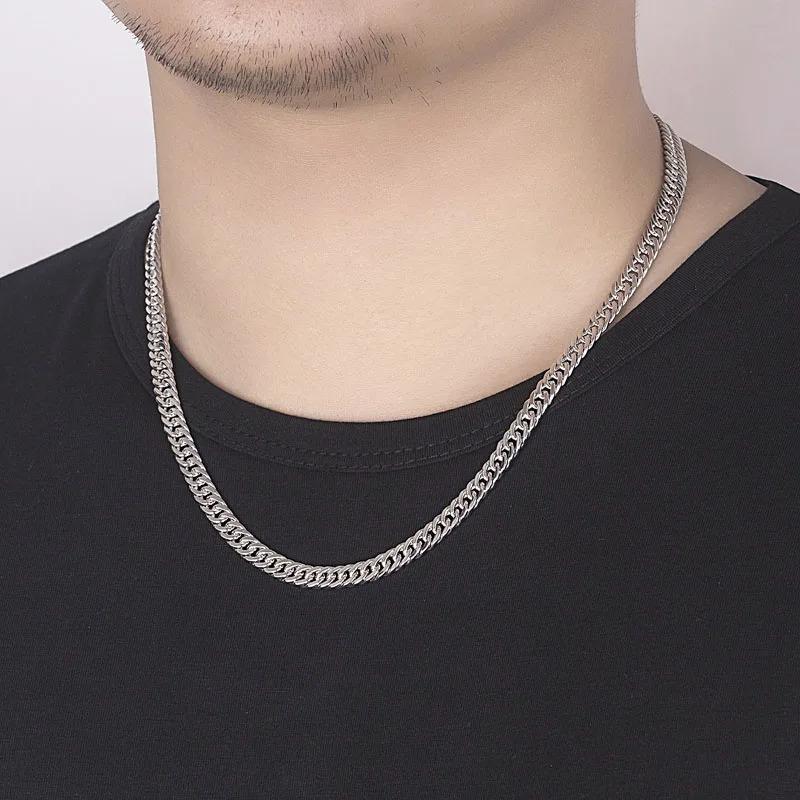 Fashion original brand 925 Sterling Silver man 6MM geometric chain bracelets neckalces for women Party wedding jewelry sets 2