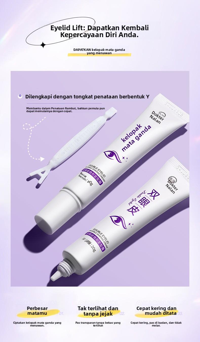 Krim Pengaturan Tak Terlihat untuk Kelopak Mata Ganda Tahan Lama Tahan Air Alami Tanpa Jejak Krim Gel Kelopak Mata Ganda