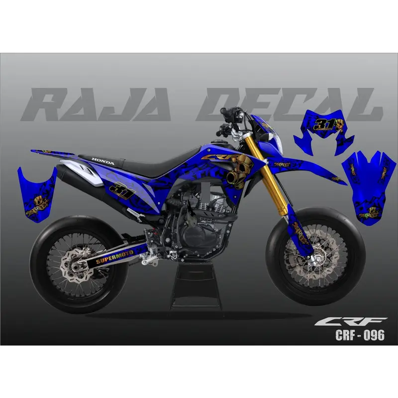 Decal Sticker CRF 150L FullBody Bahan Hologram Stiker Decal CRF Supermoto Graffiti Minimalis 096a Kendaraan Motor Motorcycle 2