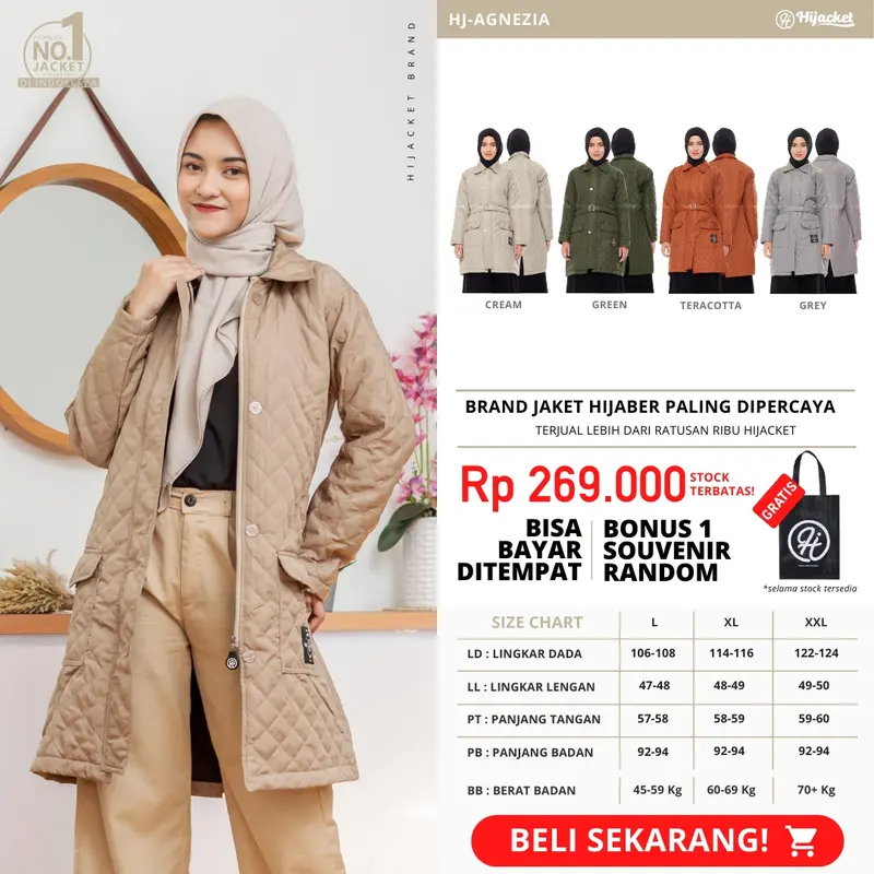 Hijacket Agnezia Series Wanita Muslimah Dewasa Waterproof 75% Trendy Kekinian 0