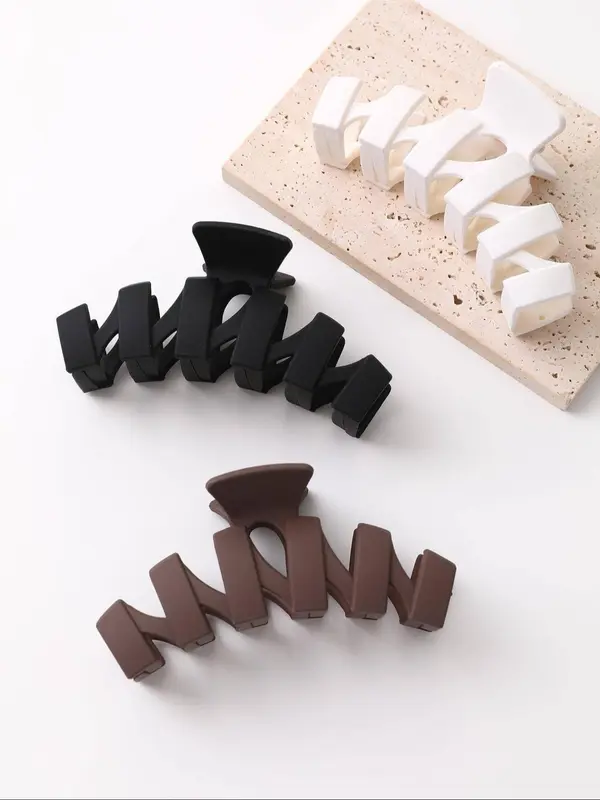 Simple Plain Color Large Hair Claws, 3pcs Casual and Versatile Large Shark Clip for Women & Girls, Elegant All-match Fashion Hair Accessories for Daily Commute Use 7