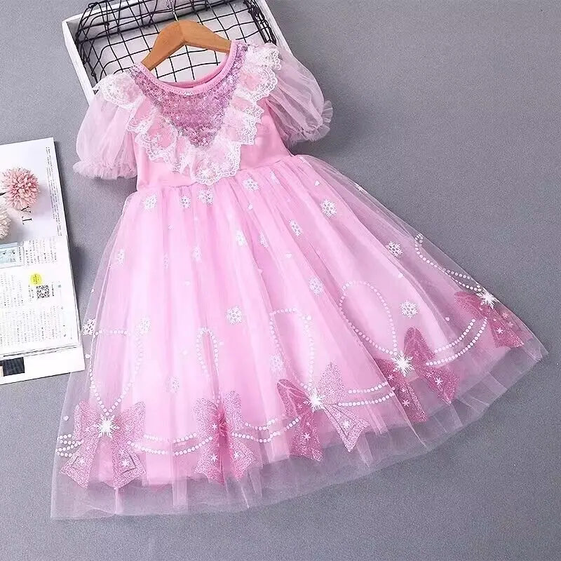 Váy Elsa, Sukal, Cho Bé Gái Từ 1 Đến 10 Tuổi, Váy Trà Đá Công Chúa Mùa Hè, Váy Gạc Cho Bé Gái, ngắn Tay, Thích Hợp Cho Bé Gái, Váy Gạc 1