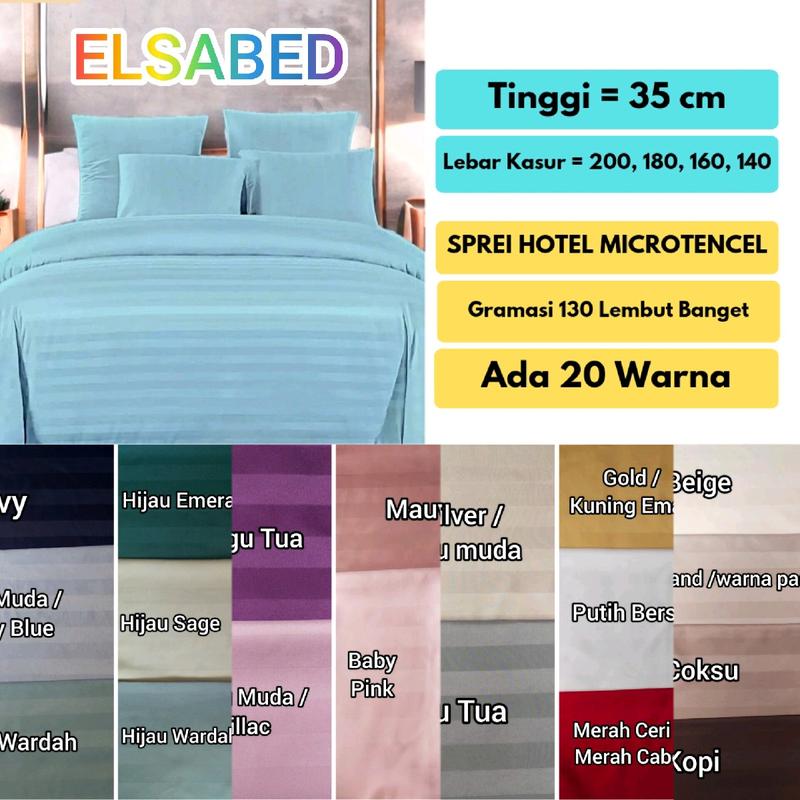 ( Tinggi = 35 cm ) Lebar = 200,180,160,140, Sprei Hotel Microtencel Paling Adem Gramasi Tertinggi Seprai Pakai Karet Anti Geser 0