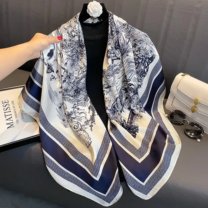 Khăn choàng lụa sang trọng mẫu mới 2024 size 110x110cm Quàng Cổ Women