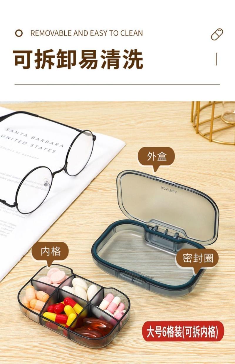Product Introduction of Medicine Box Portable Small Size Mini Three Meals a Day Pill Tablet Medicine Compartment Box Portable Medicine Small Box 6