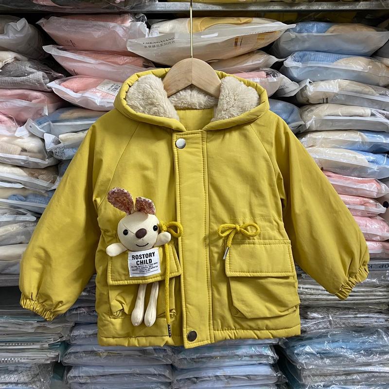 [10-17kg] áo khoác parka Q.Châu cho bé gái 10-17kg  Kaki lót lông dày ấm áo  parka a o