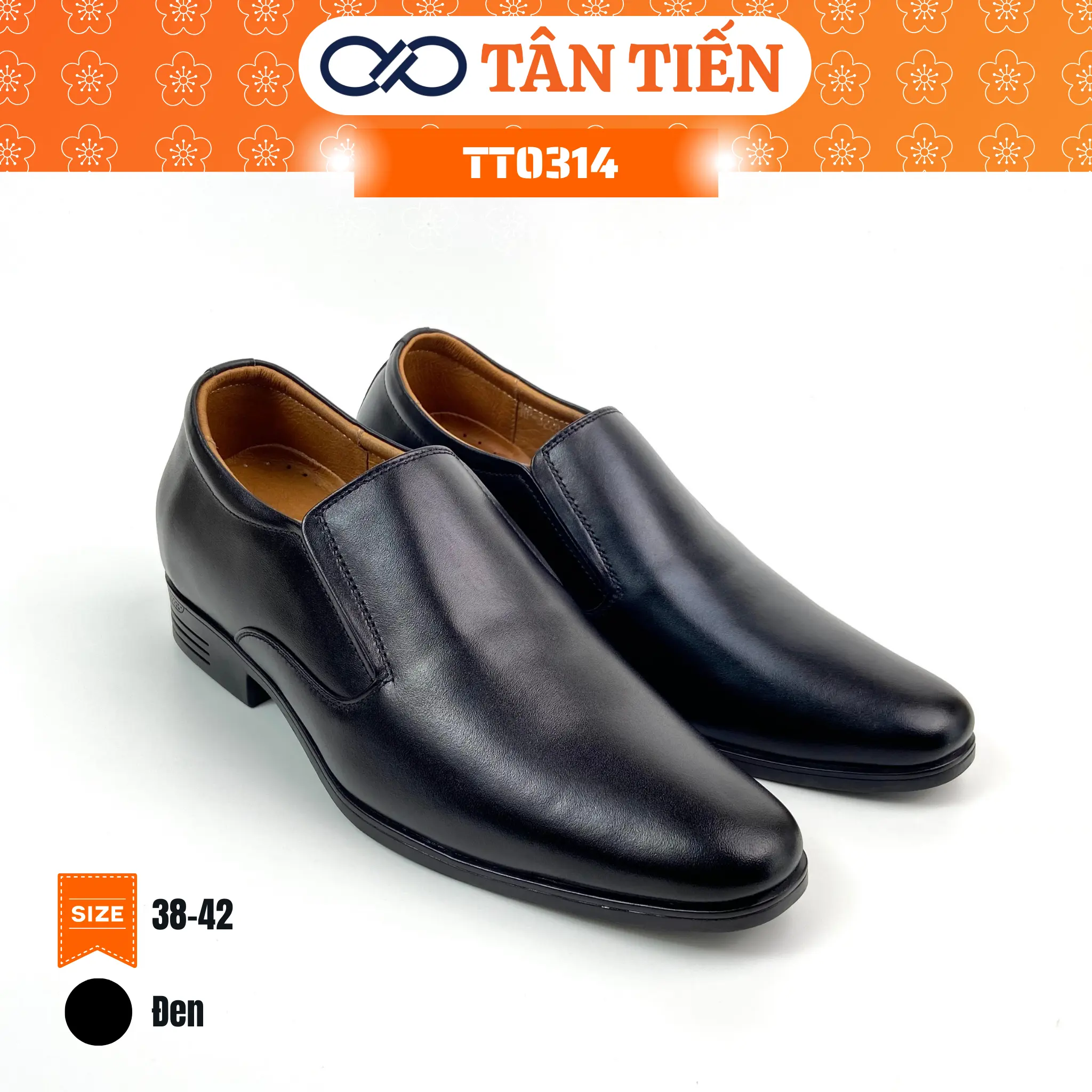 | Giày Tây Nam - Tăng Chiều Cao 6.5cm | TT0314 Hàng Hiệu Cao Cấp Chính Hãng Tân Tiến Mang Đến Sự Tự Tin, Da Bò Thật Đồng Màu, Mềm Mại, Đế Cao Su, May Chỉ Viền Đế Chắc Chắn, Bảo Hành 02 Năm, Kèm Quà Tặng giày  da giày  tây  nam  đế  cao