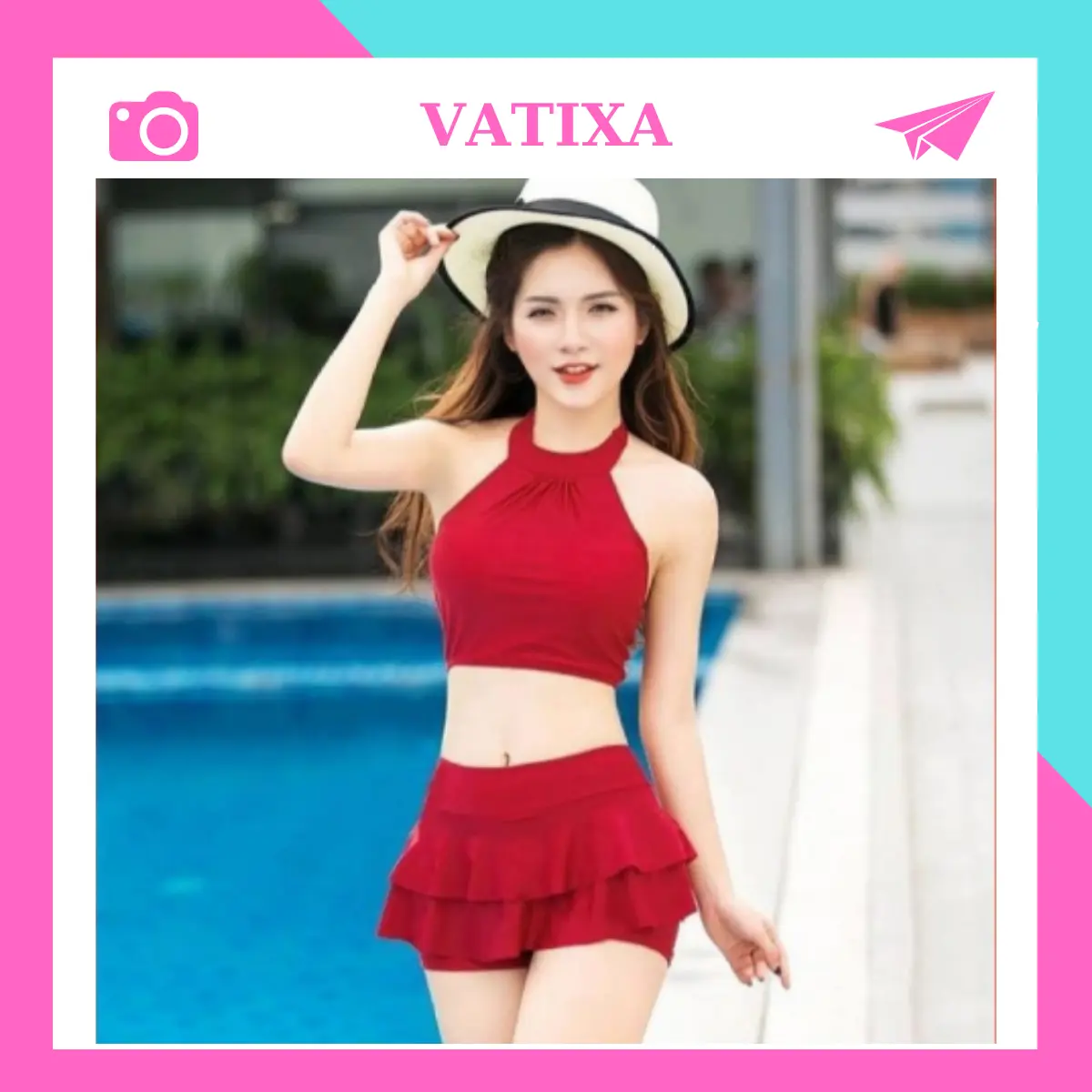 Đồ bơi đi biển 2 mảnh dạng váy dễ thương phong cách Hàn Quốc VATIXA BKN67
