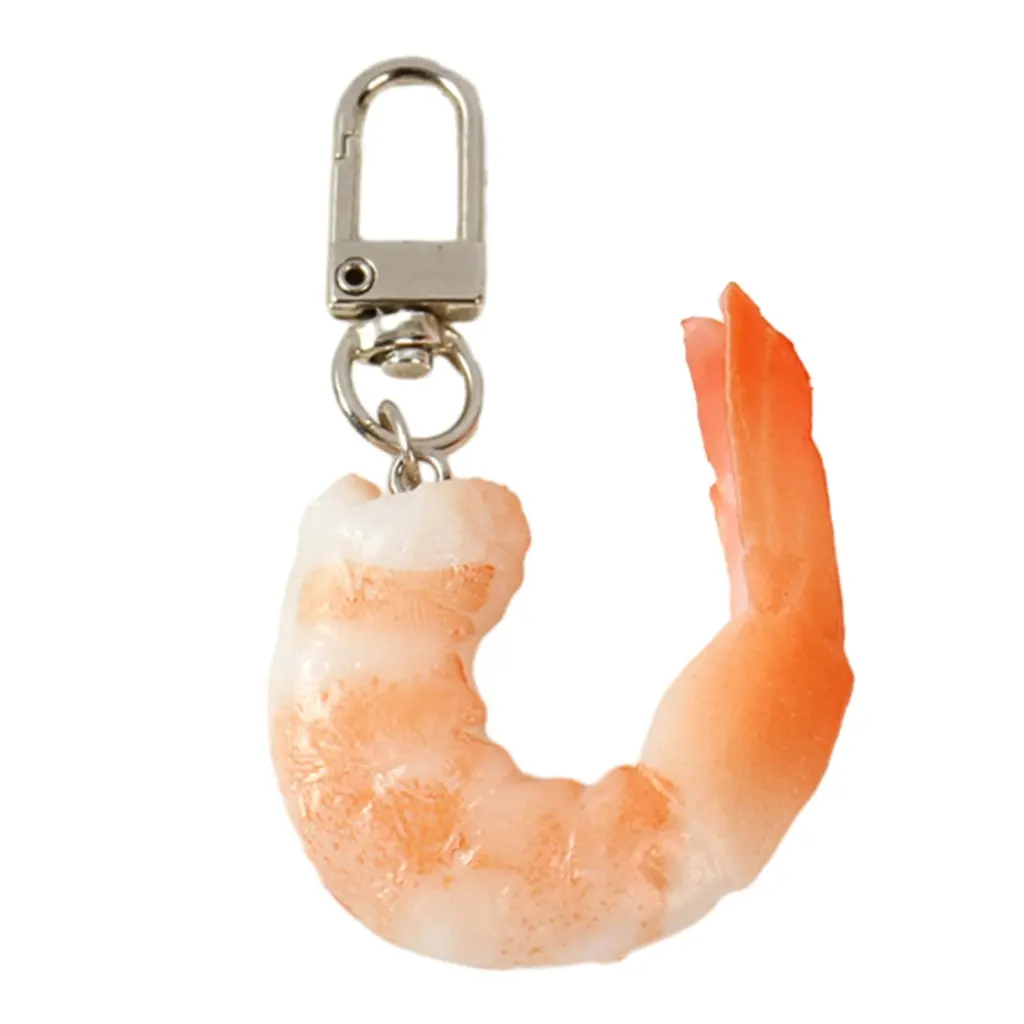 Mặt Dây Chuyền Móc Chìa Khóa Thịt Tôm, Phong Cách Hợp Xu hướng Chất Liệu PVC, Móc Khóa Hình Tôm Giả Cầm Tay