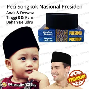 PECI Kopeah Anak & Dewasa Songkok Nasional Presiden Hitam Polos Standar Beludru Laki Pria Remaja Tanggung Muslim | Santri Sholat Topi Kopiah Kopyah | Songko Jumatan Lurah Formal Murah varian ukuran