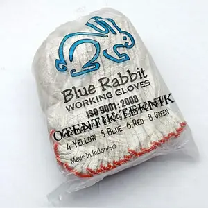 WORKING GLOVES BLUE RABBIT 6B RED- SARUNG TANGAN KERJA INDUSTRI BENANG 6 MERAH