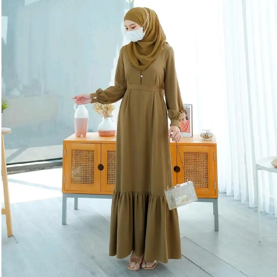 Evolvere - Yumna Dress Shine Lux Gamis Muslim Wanita Busui Friendly ( Free Belt )